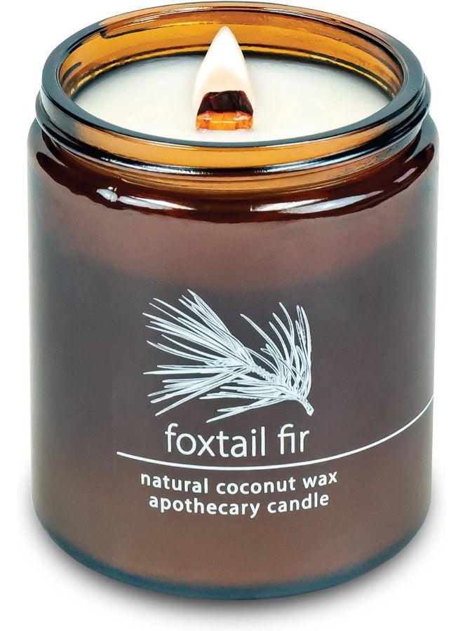 Hemlock Park Crackling Wood Wick Candle Handcrafted with Organic Coconut Wax and Essential Oils (Foxtail Fir, Standard 8 oz) - Image 1